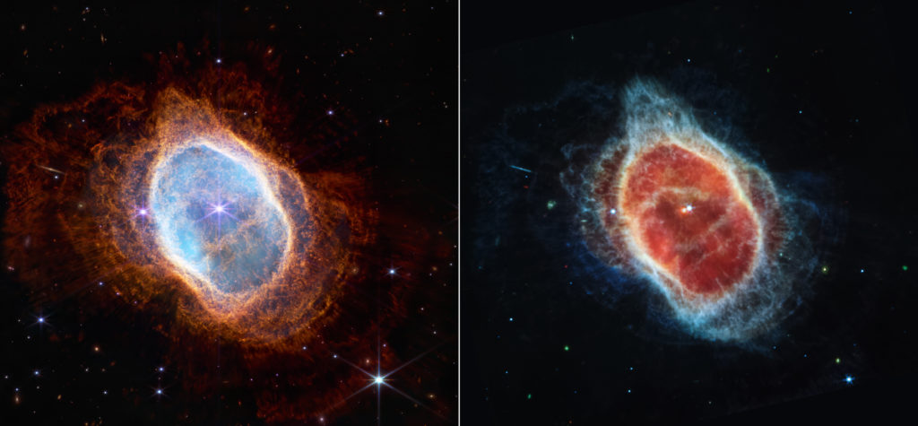 Southern Ring Nebula (NIRCam and MIRI Images Side by Side) - How I See It